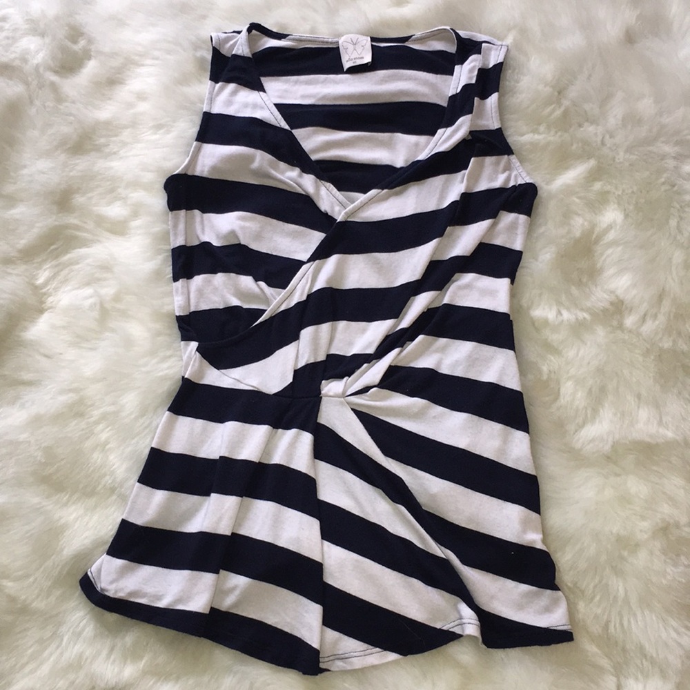 Anthro Ella Moss Striped Peplum Tank